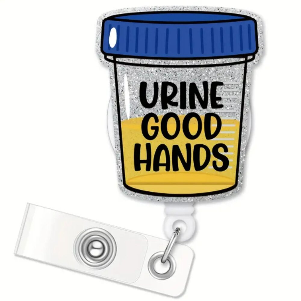 NEW Funny Urine Good Hands Badge Reel